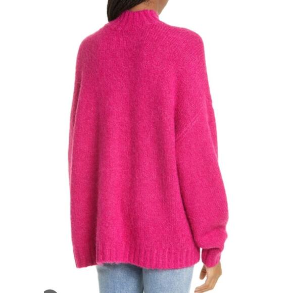 Pistola XS Fuchsia Pink Carlen Mock Neck Sweater Fuzzy Rib Trim Plush Oversized - Picture 11 of 11